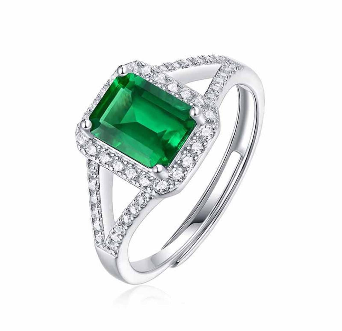 The Emerald Baguette Adjustable Ring