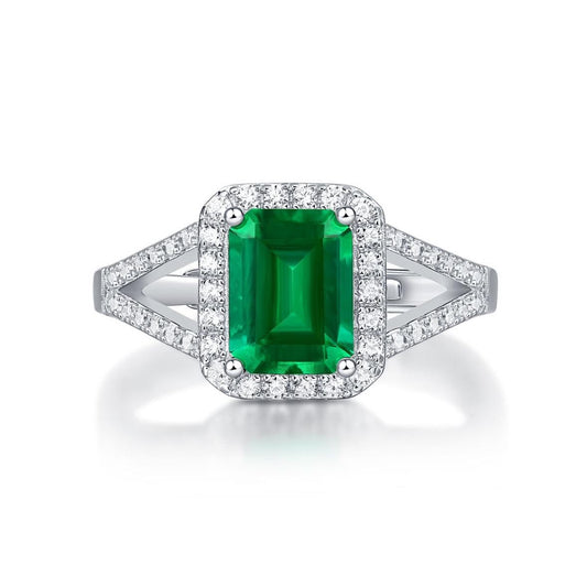 The Emerald Baguette Adjustable Ring