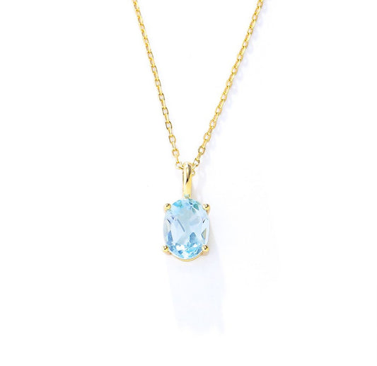 Ethereal Blue Topaz Pendant Necklace